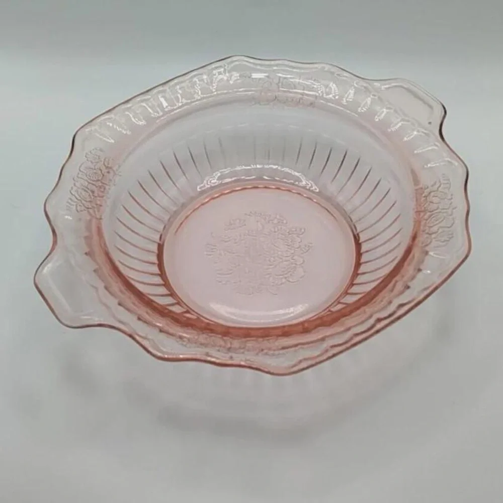 Vintage Anchor Hocking Mayfair “Open Rose”Pink Depression Glass Bowl